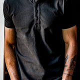 Button-up Collar Heavyweight Tee - Black