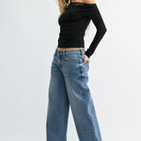 Low Rise Baggy Jeans - Light Wash