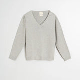 Plunge-neck Sweater- Grey