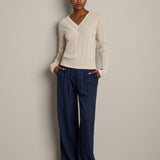 Varsity Cable Knit Sweater - Sand