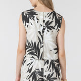 Abstract Leaf Button-back Tank - Natural Combo