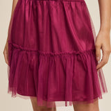 Layered Mesh Skirt - Raspberry