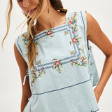 Garden Wall Top - Blue Combo