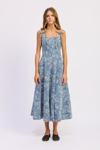 Opal Midi Dress - Washed Denim Combo