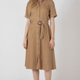 Belted Utility Midi Dress - Cafe