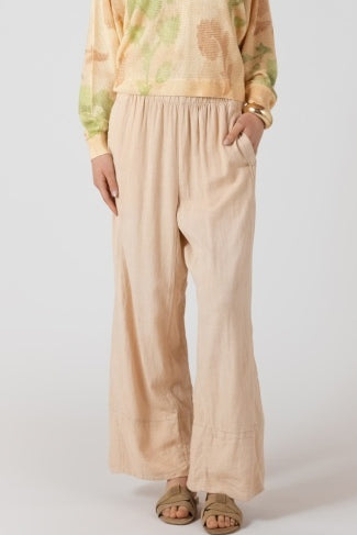 Wide Leg Linen Pants - Sandy Blush