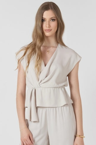 Drapey Wrap Top - Pearl