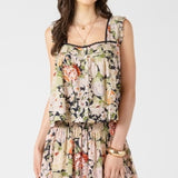 Pintuck Detail Button Up Tank - Vintage Rose