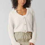 Textured Button Front Cardigan - Natural