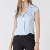 Button Front Tee Shirt - Fresh Sky