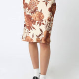 Sadie Floral Mini Skirt - Coffee Cream Brown