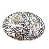 Western Oval Sunflower Buckle - Silver and Gold
