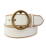 Vintage Leather Belt With Distress Burnish Edge - Cream