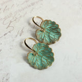 Lily Pad Earrings - Verdigris Patina