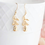 Long Stem Rose Earrings - Gold