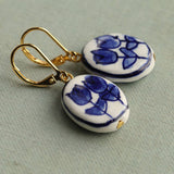Delft Double Blue Tulip Earrings