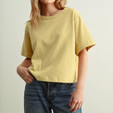 Short Sleeve Linen Knit Top - Lemon