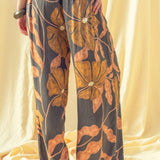 Floral Print Wide Leg Pants - Marigold Combo