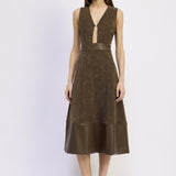 Miller Mixed Media Midi Dress - Espresso