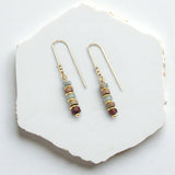 Earth Tone Bead Straight Dangle Earrings