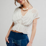 Gemma Embroidered Top - Ivory