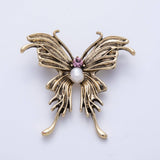 Vintage Style Crystal & Pearl Butterfly Pin