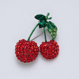 Crystal Red Vintage Cherry Brooch