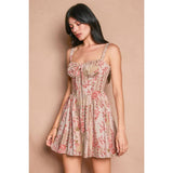 Saltwater Bloom Corset Sweetheart Mini Dress - Soft Camellia