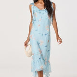Nissa Midi Dress - Blue Floral