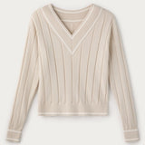 Varsity Cable Knit Sweater - Sand