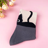 Black Cat Mid-calf Socks - Gray