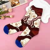 Mildstyles Vintage Artistic Abstract Oil Painting Socks - Brown/Ivory