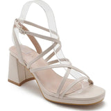 Crossed Strap Heel - Beige