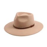 Western Outback Fedora 100% Soft Wool Felt - Tan w/Brown Hatband