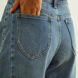 Medium Wash Denim Barrel Pants