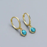 Perimade & Co. Llc Women Jewelry - Earrings Agate Moonstone Turquoise Hoop Earrings In Sterling Silver E1376-gt