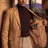 Western Suede Blazer - Curry