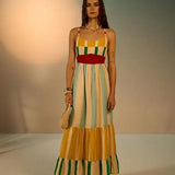 Aida Spaghetti Strap Dress - Stripe