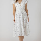 Wrap Front Tiered Midi Dress - Dainty Roses