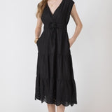 Eyelet Midi Dress -  Black Wash