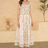 Tie Strap Smocked Back Detail Midi Dress - Floral