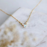 Mini Opal Cz Bar Necklace - Gold Filled