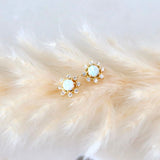 Opal Flower Stud Earrings - Hypoallergenic