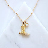 Opal Sun Cz Cowboy Boot Necklace
