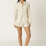 Jules Button Up Corset Blouse - Oat