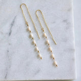 Beaded Threader Earrings - Cream