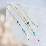 Beaded Threader Earrings - Blue