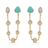 Double Piercing Turquoise Earrings