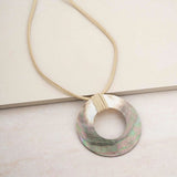 Ettika Women Jewelry - Necklace Iridescent Shell Circle Pendant Adjustable Necklace N2861.shl.g