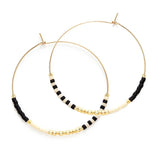 Japanese Seed Bead Hoops- black/cream